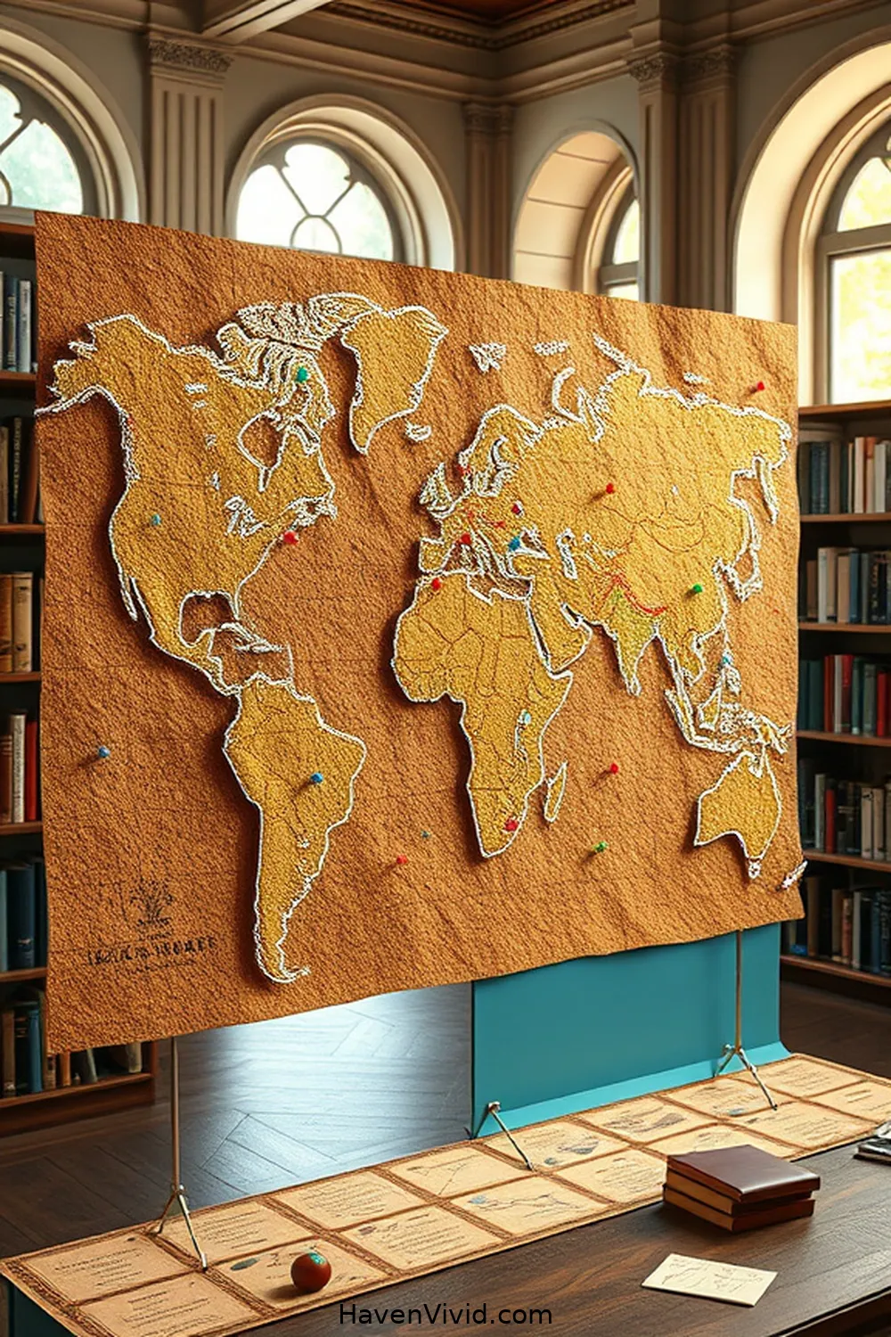 20 Creative Ways of Using Cork in Artistic Library Spaces 3 Interactive Cork Map of the Library for 20 Creative Ways of Using Cork in Artistic Library Spaces