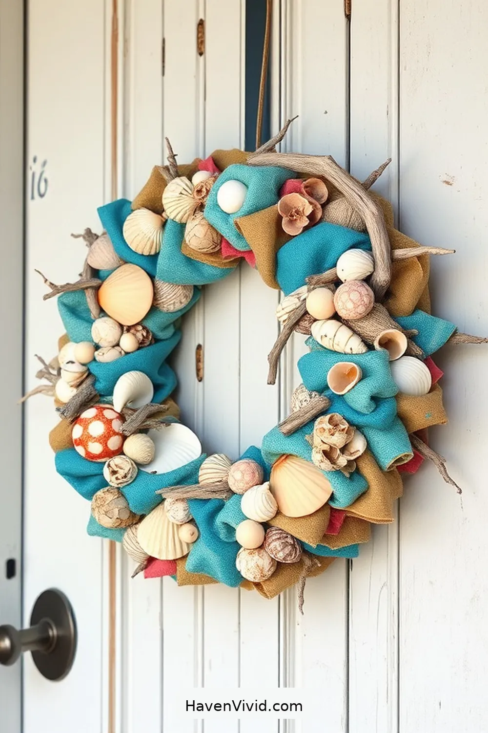 20 Creative Ways to Embrace Coastal Living in Your Entryway Using Upcycled Fabric 3 Coastal-Themed Fabric Wreath for 20 Creative Ways to Embrace Coastal Living in Your Entryway Using Upcycled Fabric