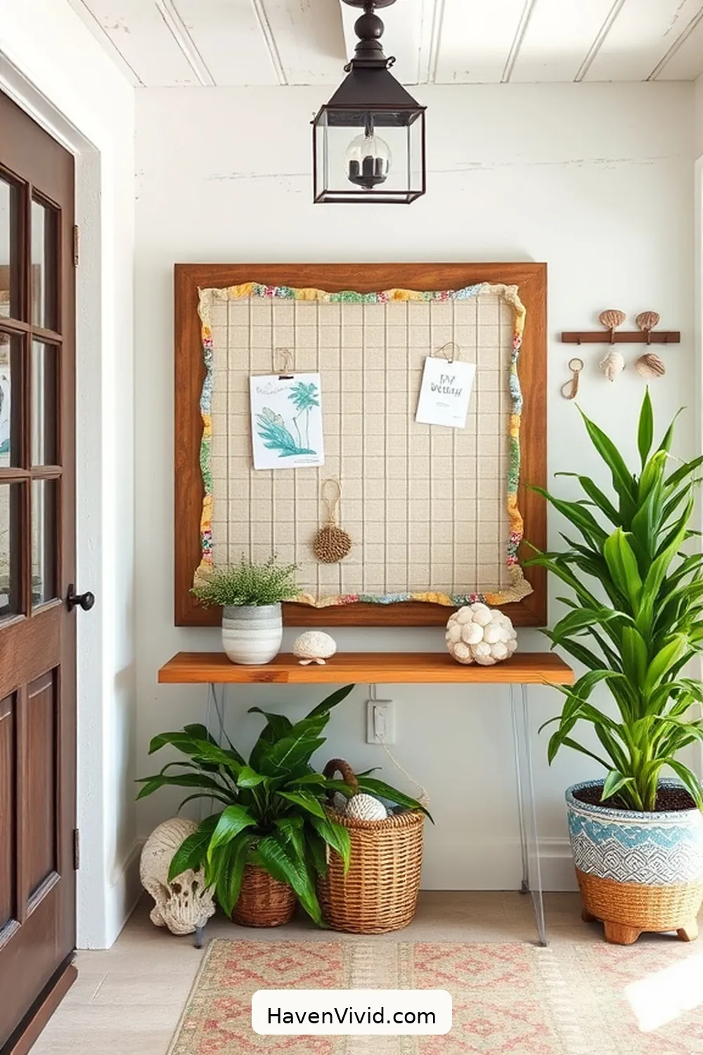 20 Creative Ways to Embrace Coastal Living in Your Entryway Using Upcycled Fabric 8 Fabric-Covered Bulletin Board for 20 Creative Ways to Embrace Coastal Living in Your Entryway Using Upcycled Fabric