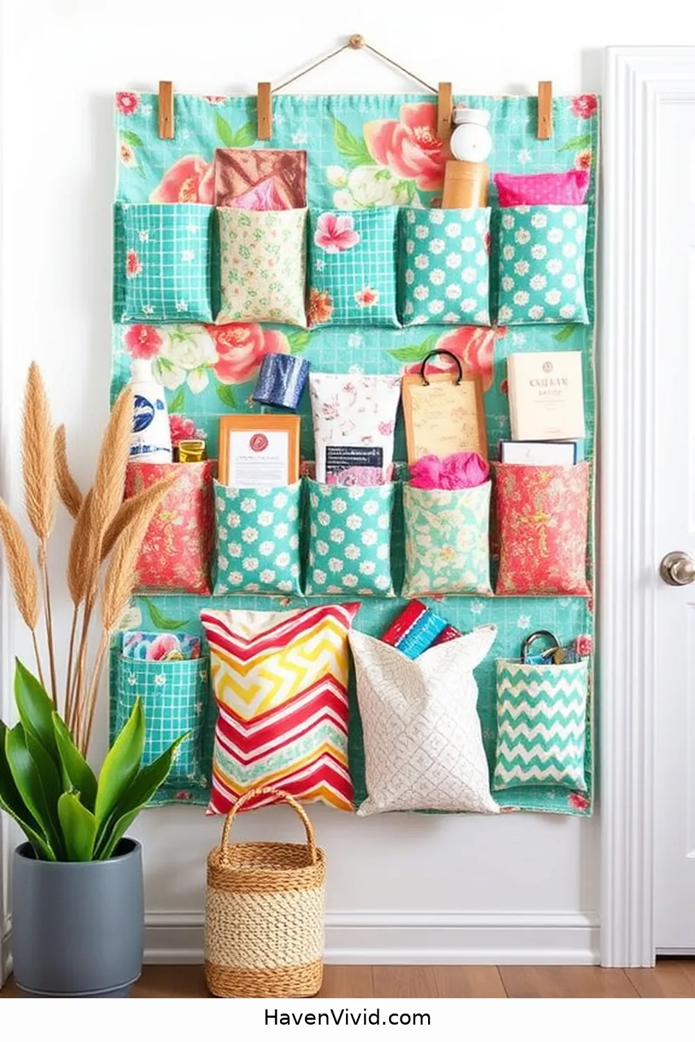 20 Creative Ways to Embrace Coastal Living in Your Entryway Using Upcycled Fabric 18 Fabric Wall Hanging Organizer for 20 Creative Ways to Embrace Coastal Living in Your Entryway Using Upcycled Fabric