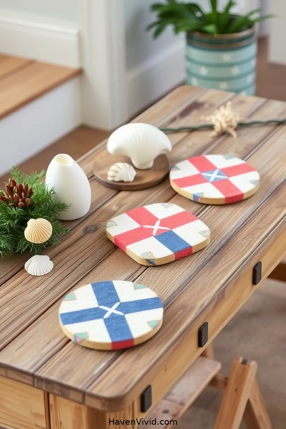 20 Creative Ways to Embrace Coastal Living in Your Entryway Using Upcycled Fabric 19 Nautical Fabric Coasters for 20 Creative Ways to Embrace Coastal Living in Your Entryway Using Upcycled Fabric