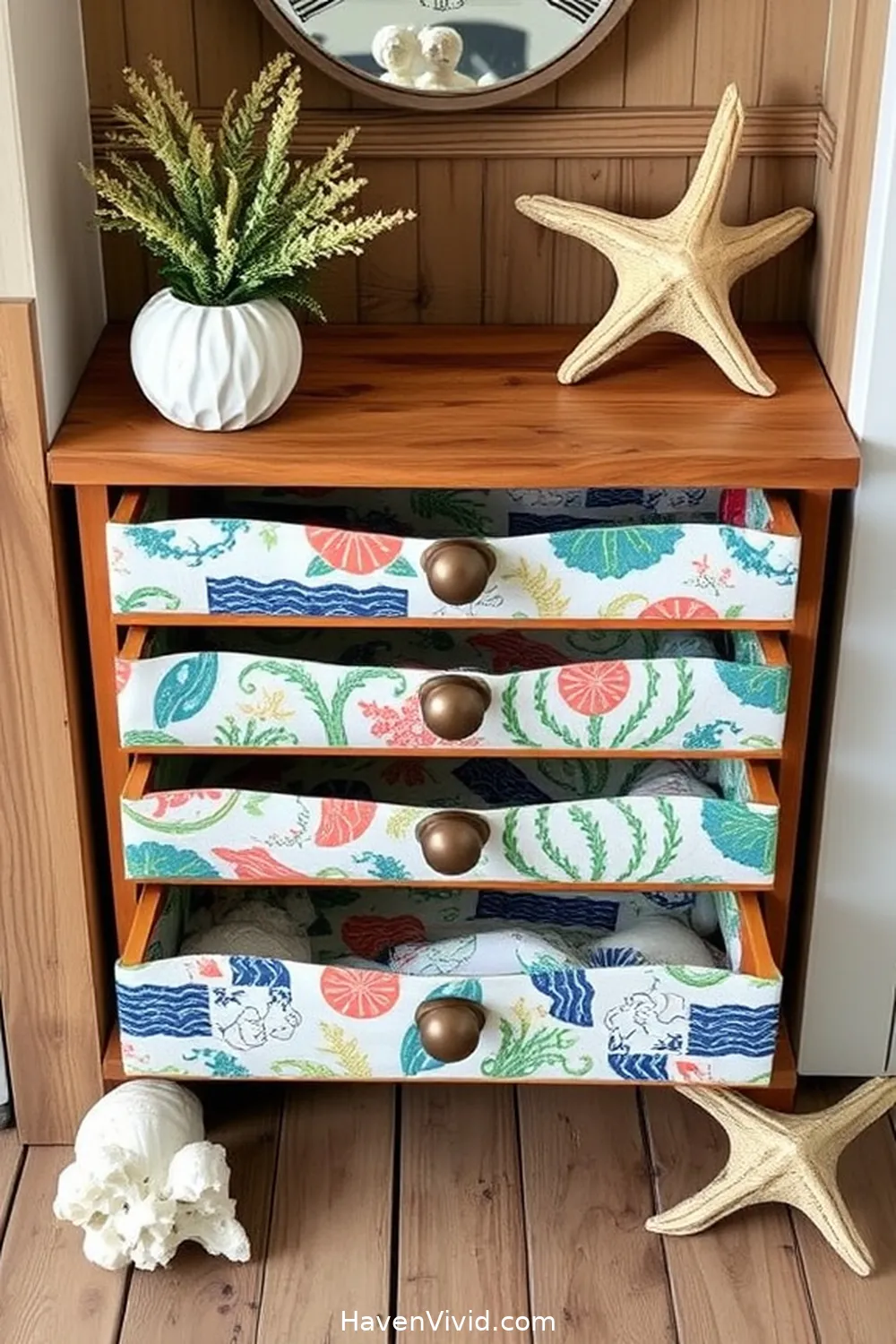 20 Creative Ways to Embrace Coastal Living in Your Entryway Using Upcycled Fabric 20 Upcycled Fabric Drawer Liners for 20 Creative Ways to Embrace Coastal Living in Your Entryway Using Upcycled Fabric