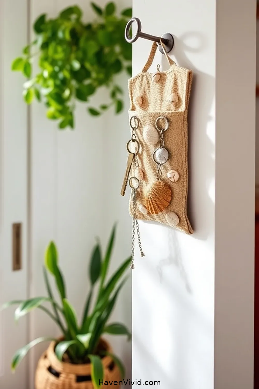 20 Creative Ways to Embrace Coastal Living in Your Entryway Using Upcycled Fabric 9 Vintage Fabric Key Holder for 20 Creative Ways to Embrace Coastal Living in Your Entryway Using Upcycled Fabric