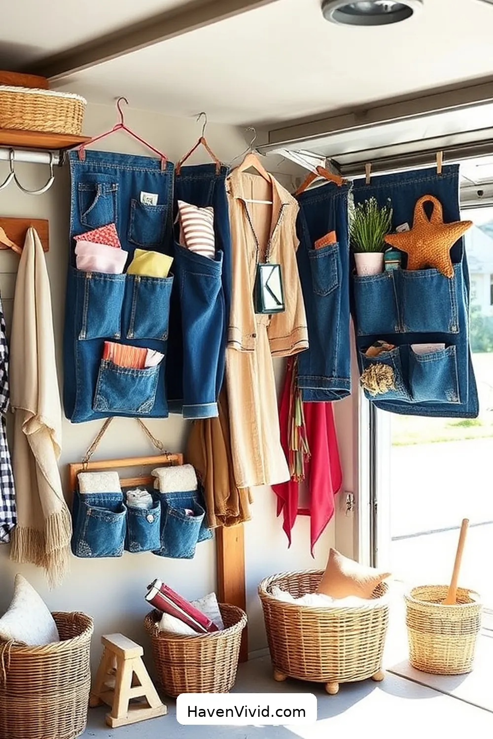 20 Tips for Coastal Living in Your Garage Using Upcycled Fabric 12 Repurpose Old Jeans Into Stylish Fabric Organizers for 20 Tips for Coastal Living in Your Garage Using Upcycled Fabric