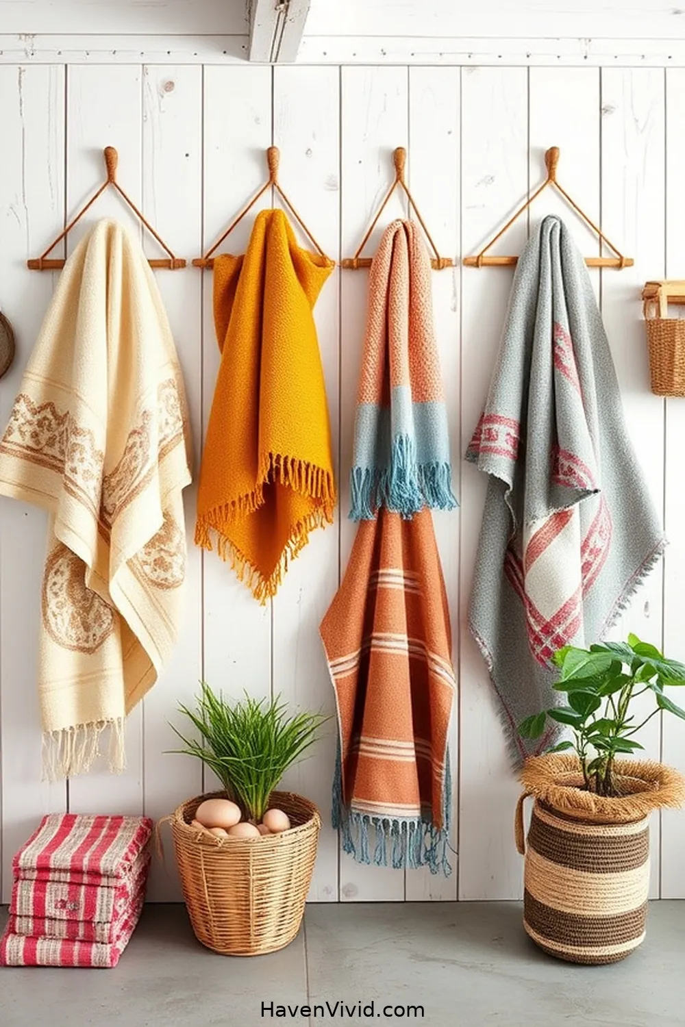 20 Tips for Coastal Living in Your Garage Using Upcycled Fabric 8 Reuse Old Towels for a Chic Wall Hanging for 20 Tips for Coastal Living in Your Garage Using Upcycled Fabric
