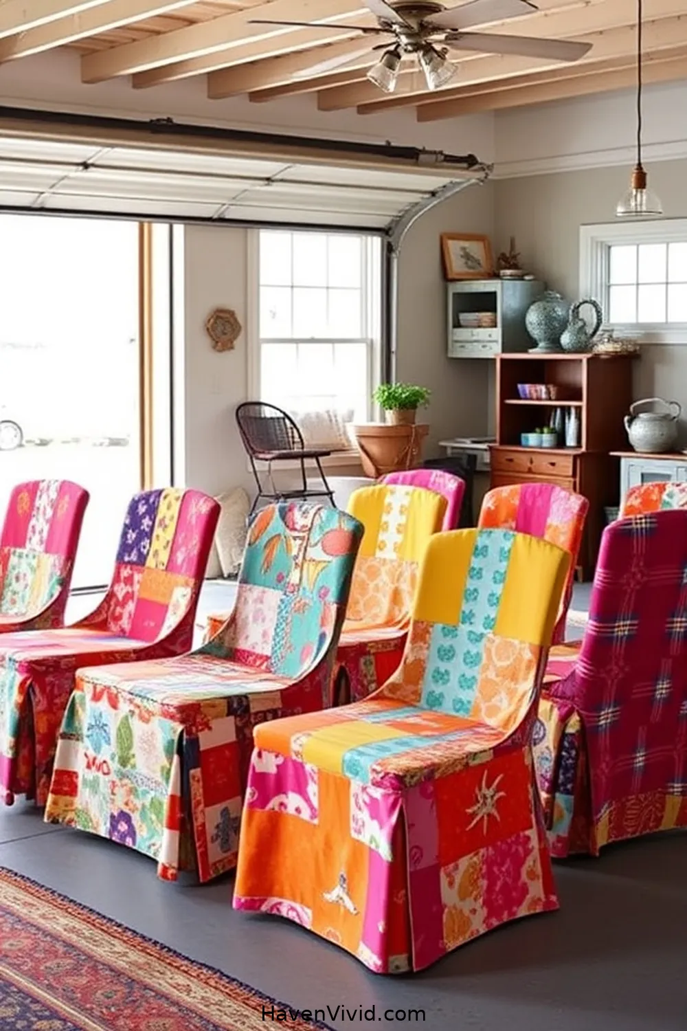 20 Tips for Coastal Living in Your Garage Using Upcycled Fabric 14 Use Fabric Remnants for Colorful Chair Covers for 20 Tips for Coastal Living in Your Garage Using Upcycled Fabric