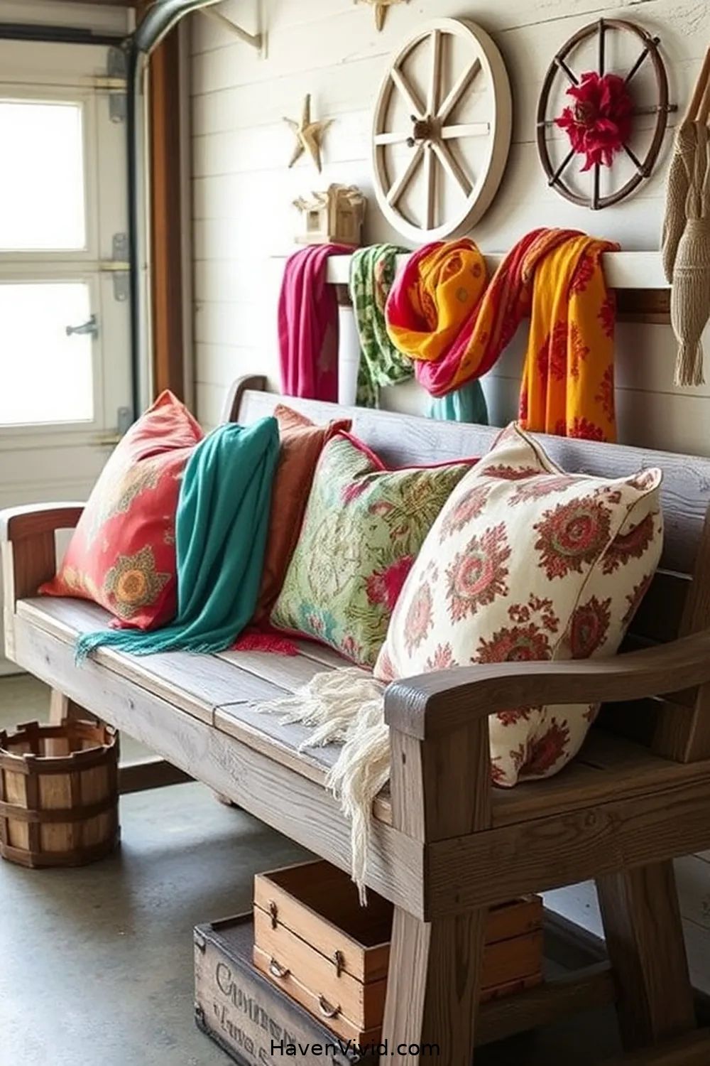 20 Tips for Coastal Living in Your Garage Using Upcycled Fabric 7 Use Vintage Scarves for Decorative Pillows for 20 Tips for Coastal Living in Your Garage Using Upcycled Fabric
