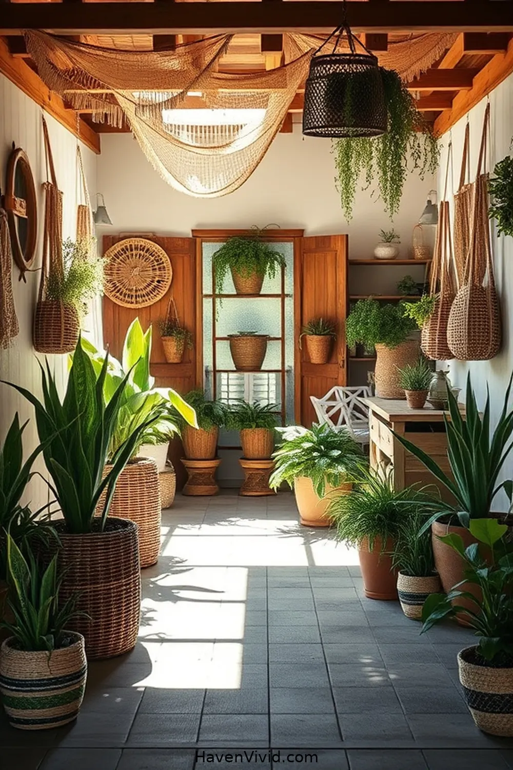20 Tips for Creating Farmhouse Living in Your Garage Using Natural Fibers 14 Add Potted Plants for Freshness for 20 Tips for Creating Farmhouse Living in Your Garage Using Natural Fibers