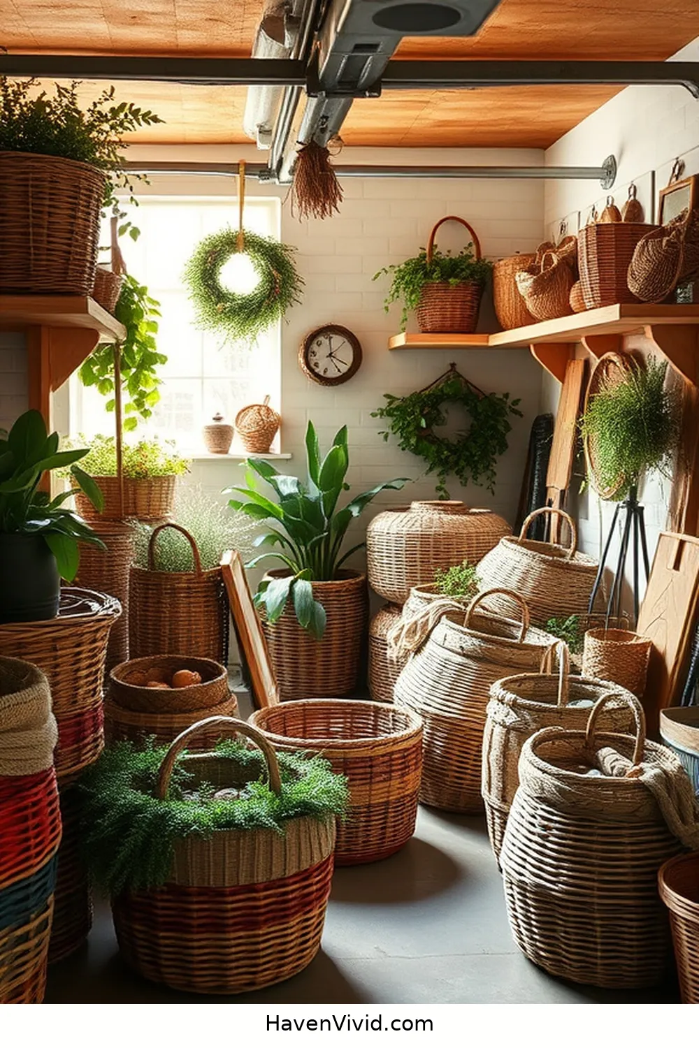 20 Tips for Creating Farmhouse Living in Your Garage Using Natural Fibers 5 Add Woven Baskets for Storage for 20 Tips for Creating Farmhouse Living in Your Garage Using Natural Fibers