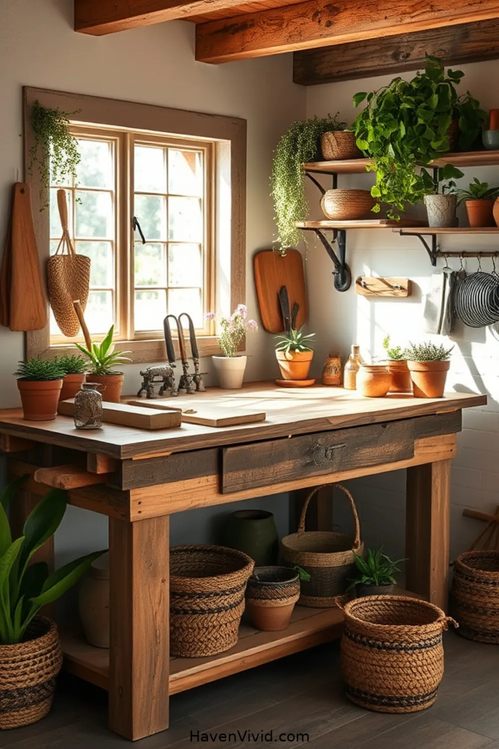 20 Tips for Creating Farmhouse Living in Your Garage Using Natural Fibers 11 Create a Farmhouse Workbench for 20 Tips for Creating Farmhouse Living in Your Garage Using Natural Fibers