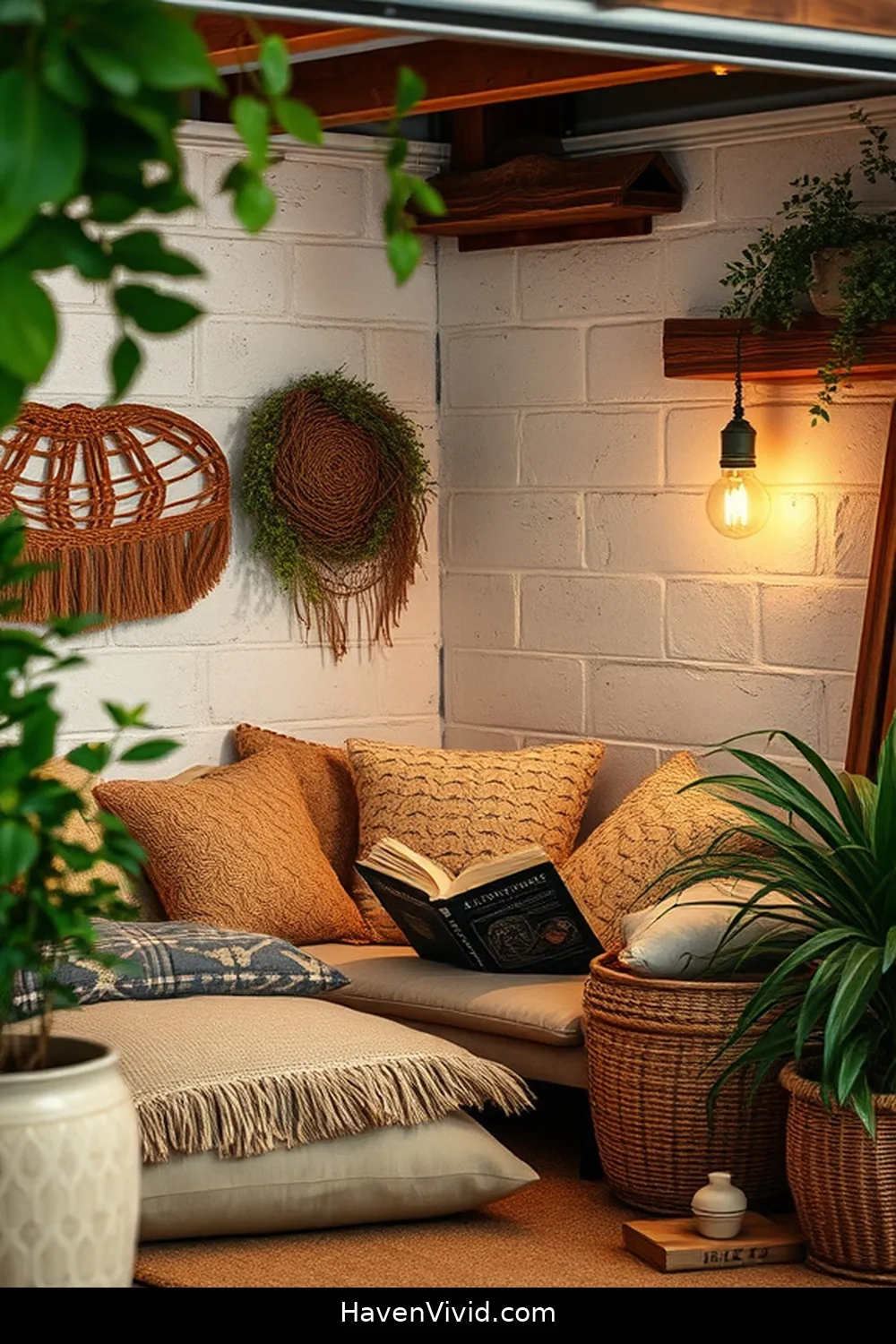 20 Tips for Creating Farmhouse Living in Your Garage Using Natural Fibers 15 Design a Reading Nook With Cushions for 20 Tips for Creating Farmhouse Living in Your Garage Using Natural Fibers