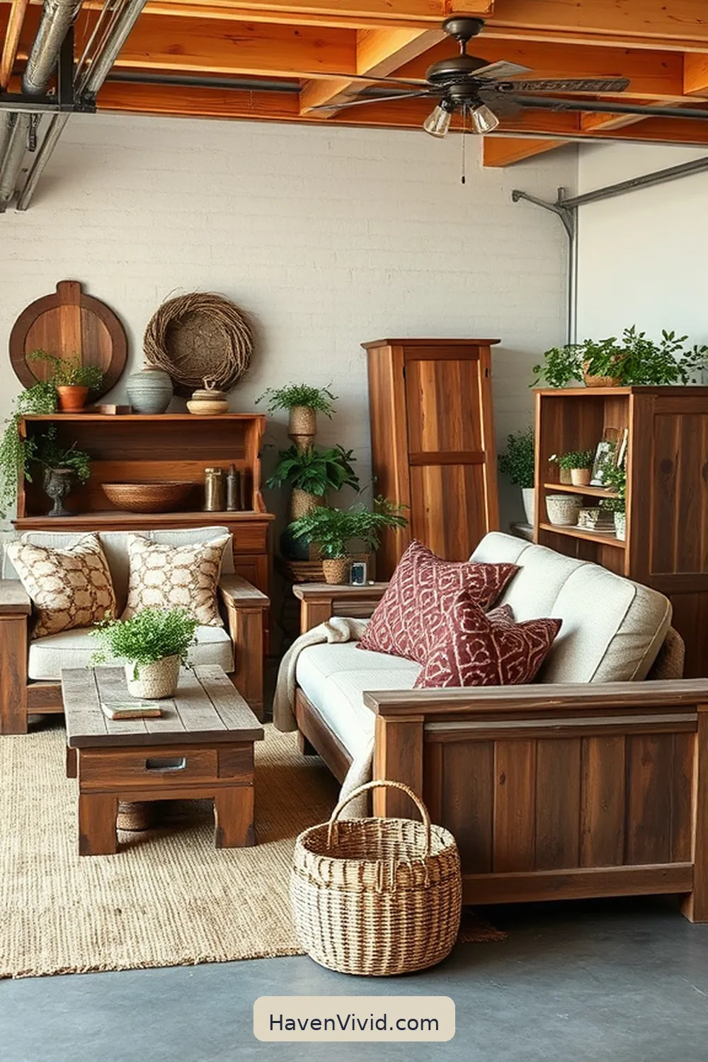 20 Tips for Creating Farmhouse Living in Your Garage Using Natural Fibers 8 Select Reclaimed Wood Furniture for 20 Tips for Creating Farmhouse Living in Your Garage Using Natural Fibers