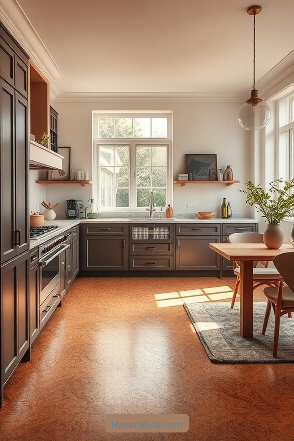 20 Tips for a Glamorous Kitchen Using Cork Elements 4 Use Cork Flooring for Warmth and Comfort for 20 Tips for a Glamorous Kitchen Using Cork Elements