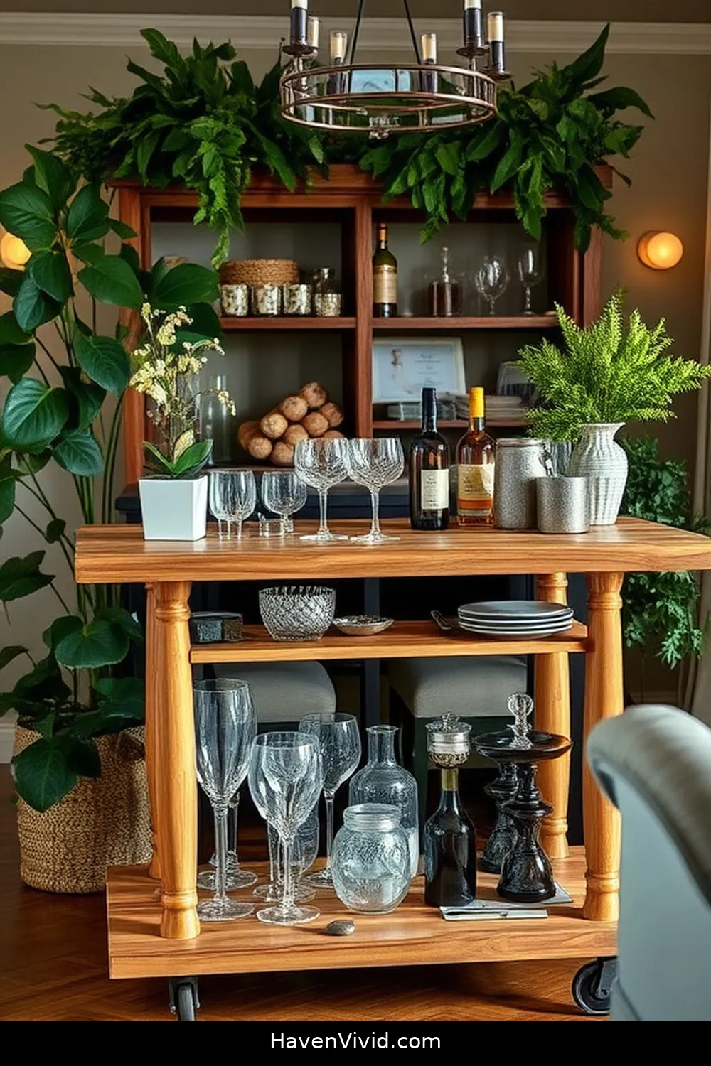 20 Ways for Farmhouse Living in Your Dining Room Using Recycled Wood 19 Custom Wood Bar Cart for 20 Ways for Farmhouse Living in Your Dining Room Using Recycled Wood