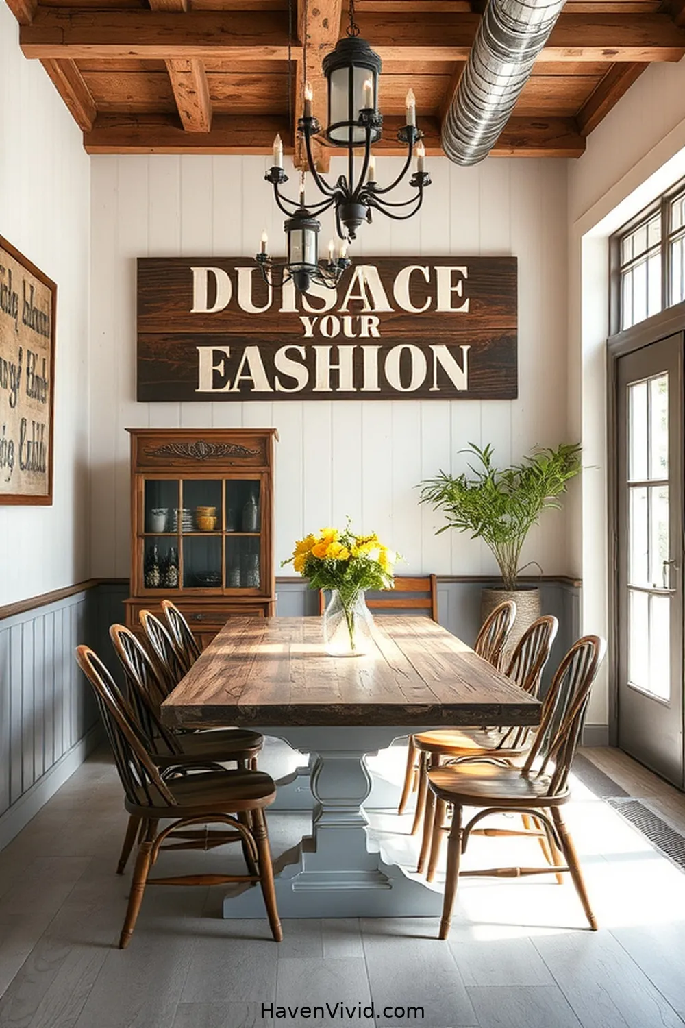 20 Ways for Farmhouse Living in Your Dining Room Using Recycled Wood 17 Painted Reclaimed Wood Signage for 20 Ways for Farmhouse Living in Your Dining Room Using Recycled Wood