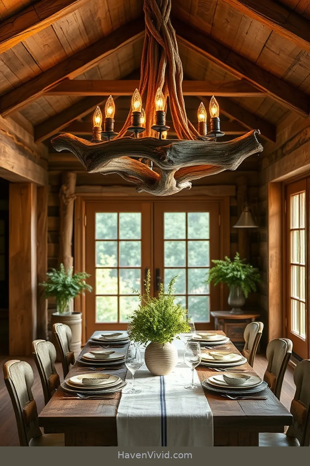 20 Ways for Farmhouse Living in Your Dining Room Using Recycled Wood 9 Repurposed Wood Chandelier for 20 Ways for Farmhouse Living in Your Dining Room Using Recycled Wood