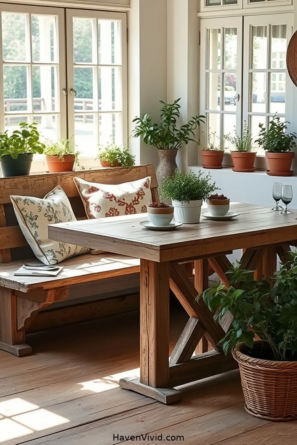 20 Ways for Farmhouse Living in Your Dining Room Using Recycled Wood 3 Rustic Bench Seating for 20 Ways for Farmhouse Living in Your Dining Room Using Recycled Wood