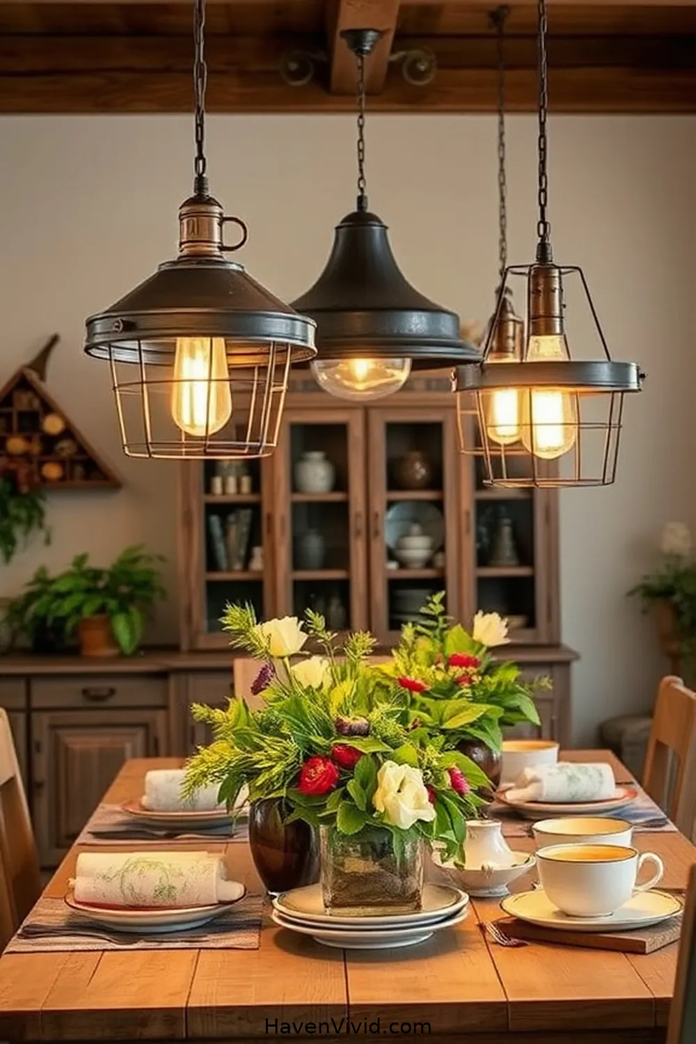 20 Ways for Farmhouse Living in Your Dining Room Using Recycled Wood 15 Wood and Metal Lighting Fixtures for 20 Ways for Farmhouse Living in Your Dining Room Using Recycled Wood