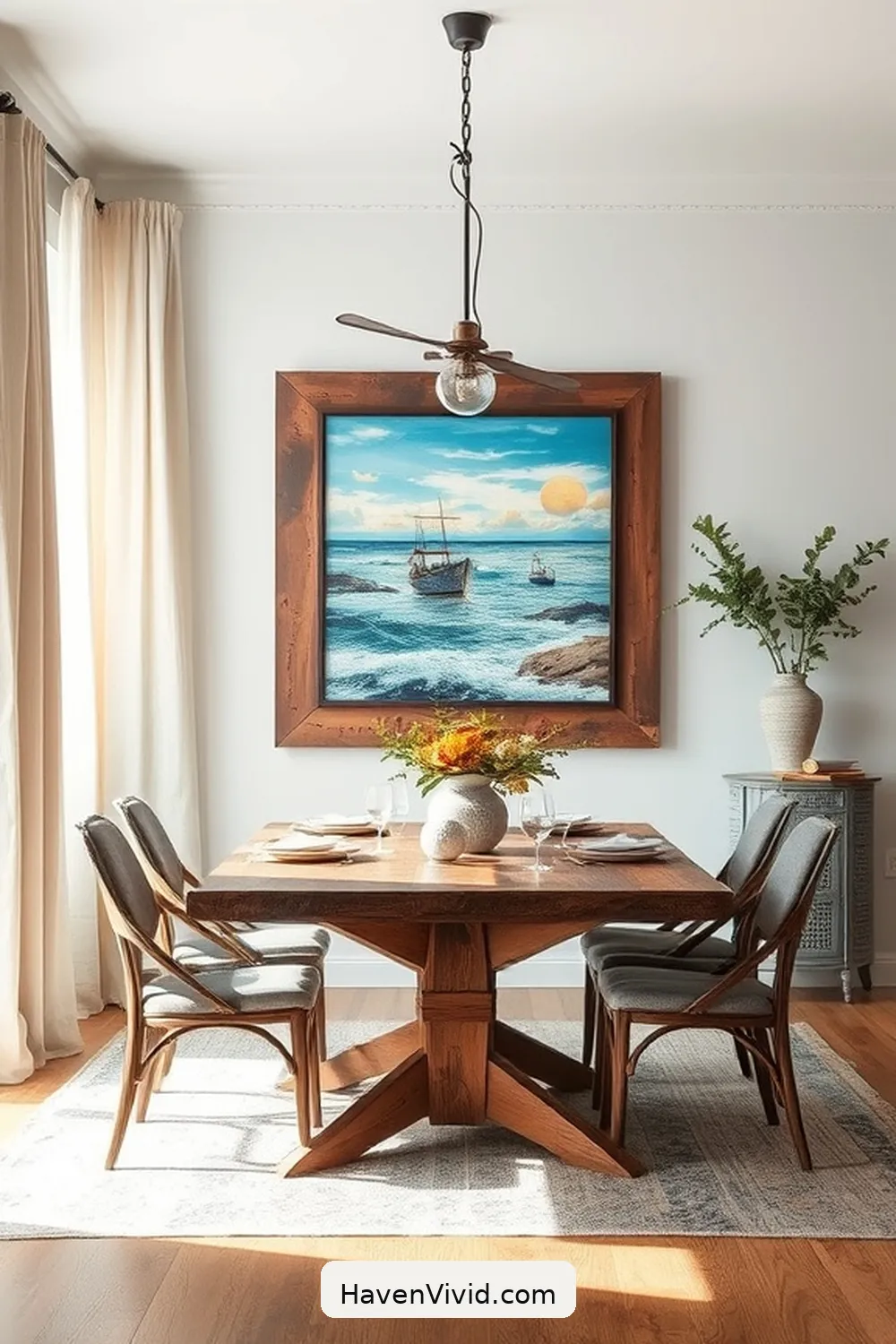 20 Ways to Achieve Coastal Living in Your Dining Room Using Recycled Wood 12 Create a Wood Frame for Your Artwork for 20 Ways to Achieve Coastal Living in Your Dining Room Using Recycled Wood