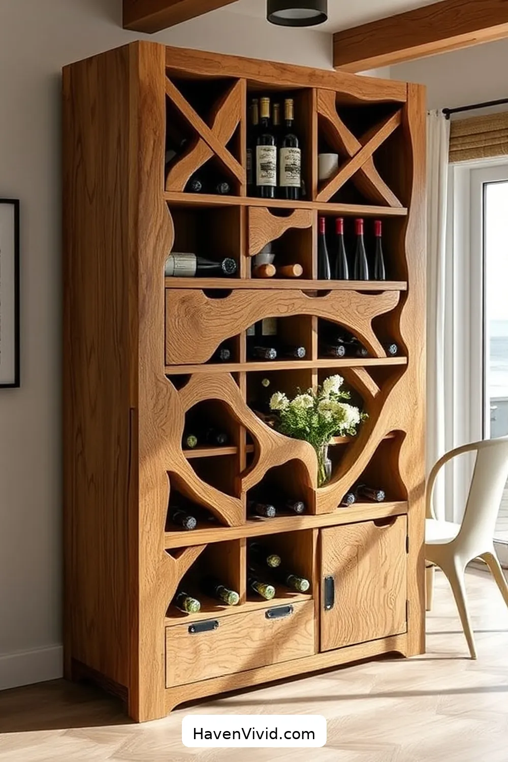 20 Ways to Achieve Coastal Living in Your Dining Room Using Recycled Wood 17 Create a Wood Wine Rack for 20 Ways to Achieve Coastal Living in Your Dining Room Using Recycled Wood