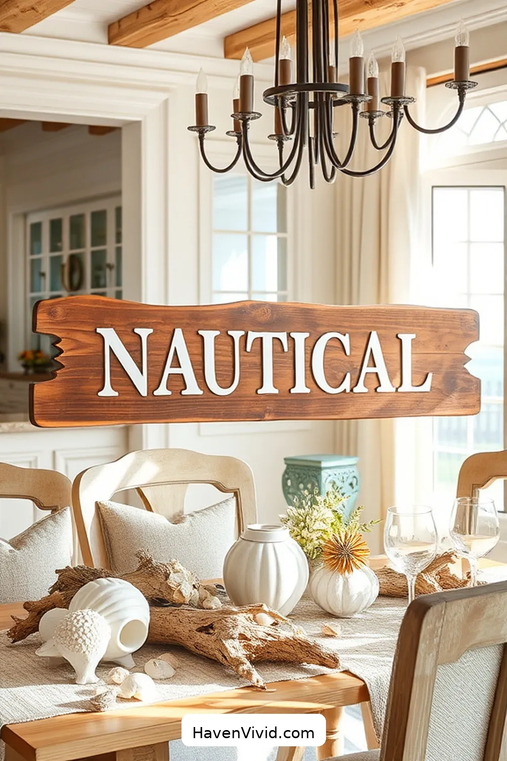 20 Ways to Achieve Coastal Living in Your Dining Room Using Recycled Wood 8 Make a Nautical-Inspired Wood Sign for 20 Ways to Achieve Coastal Living in Your Dining Room Using Recycled Wood