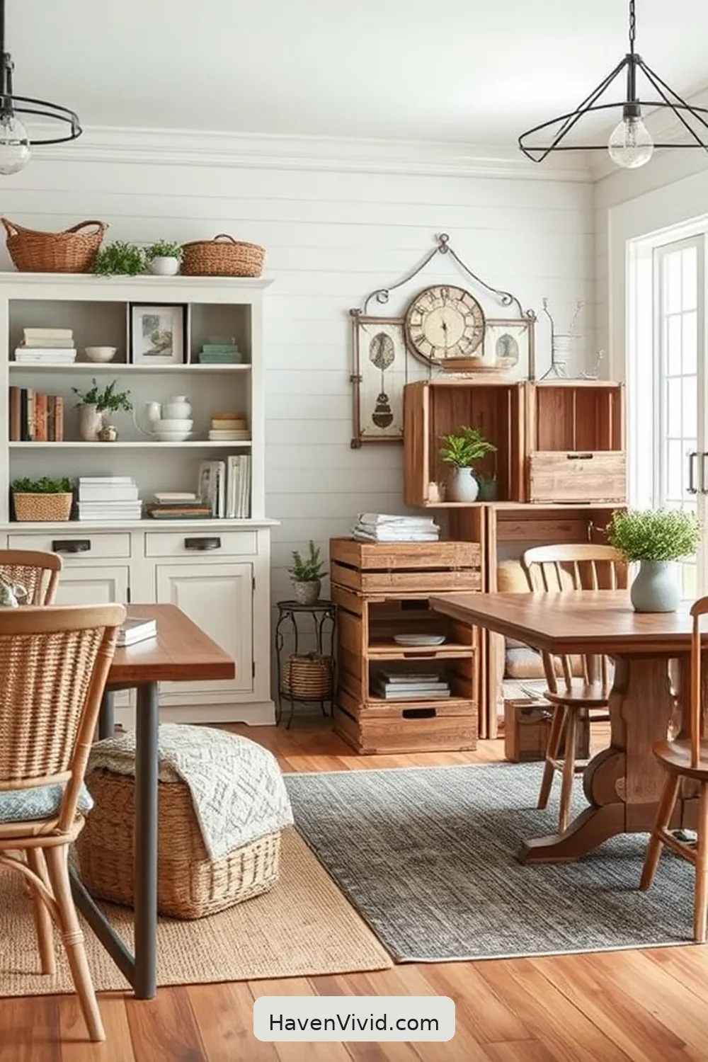 20 Ways to Achieve Coastal Living in Your Dining Room Using Recycled Wood 11 Use Vintage Wood Crates as Storage for 20 Ways to Achieve Coastal Living in Your Dining Room Using Recycled Wood