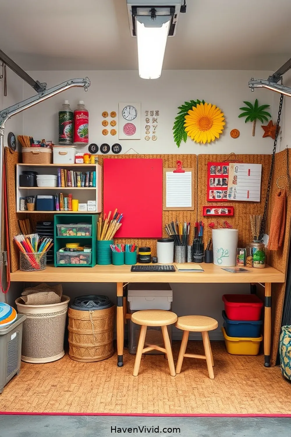 20 Ways to Create Family-Friendly Living in Your Garage Using Cork 7 Cork Craft Station for Family Projects for 20 Ways to Create Family-Friendly Living in Your Garage Using Cork