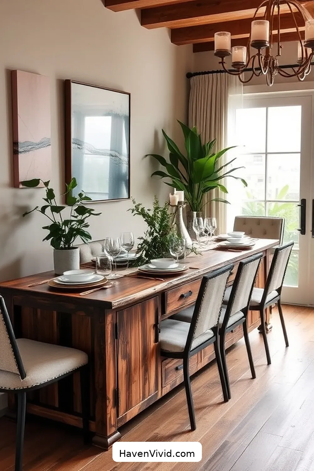 20 Ways to Create a Family-Friendly Dining Room Using Recycled Wood 5 Use Reclaimed Wood for a Buffet or Sideboard for 20 Ways to Create a Family-Friendly Dining Room Using Recycled Wood