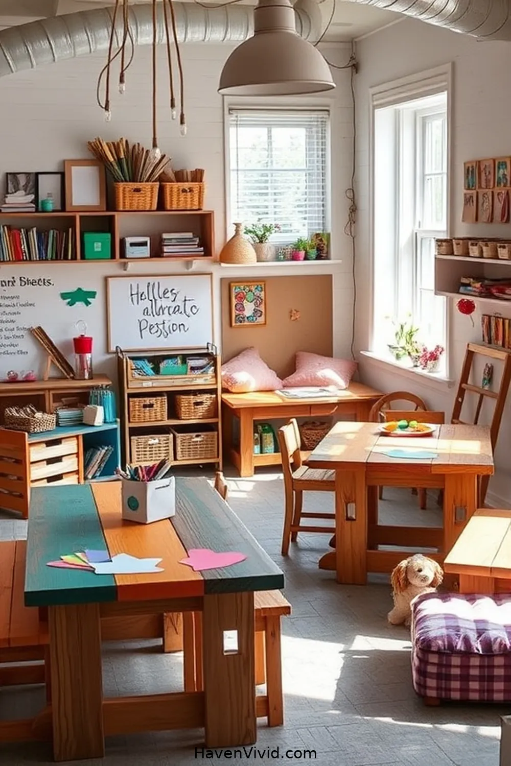 20 Ways to Create a Family-Friendly Dining Room Using Recycled Wood 16 Use Reclaimed Wood for a Children's Craft Station for 20 Ways to Create a Family-Friendly Dining Room Using Recycled Wood