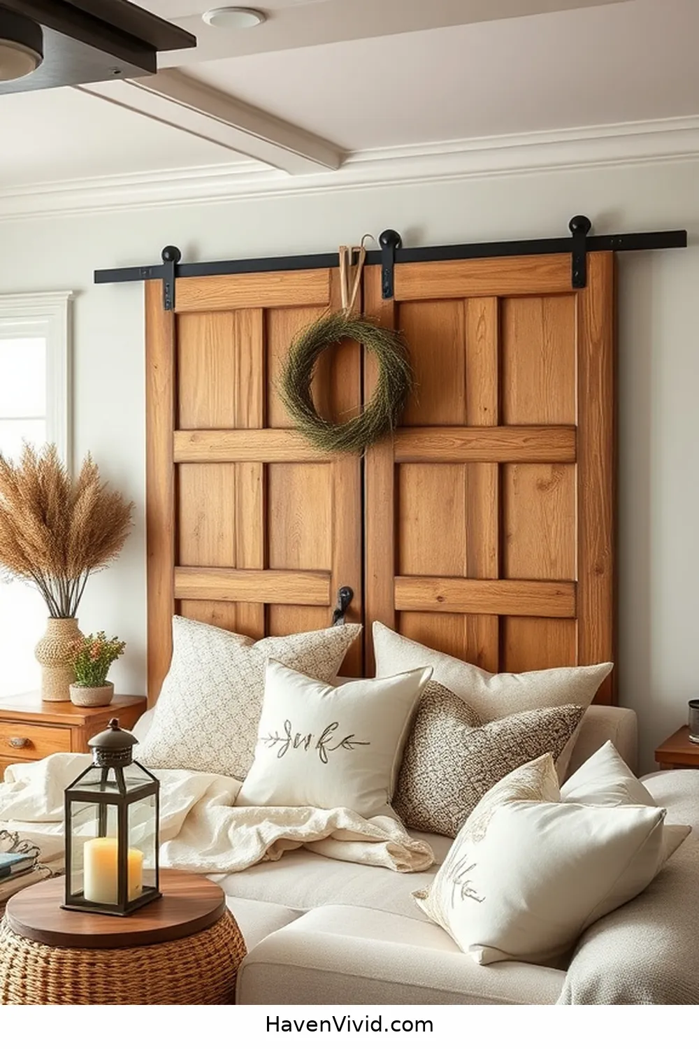 20 Ways to Create a Farmhouse Living Room Using Reclaimed Materials 17 Old Doors as Creative Headboards for 20 Ways to Create a Farmhouse Living Room Using Reclaimed Materials