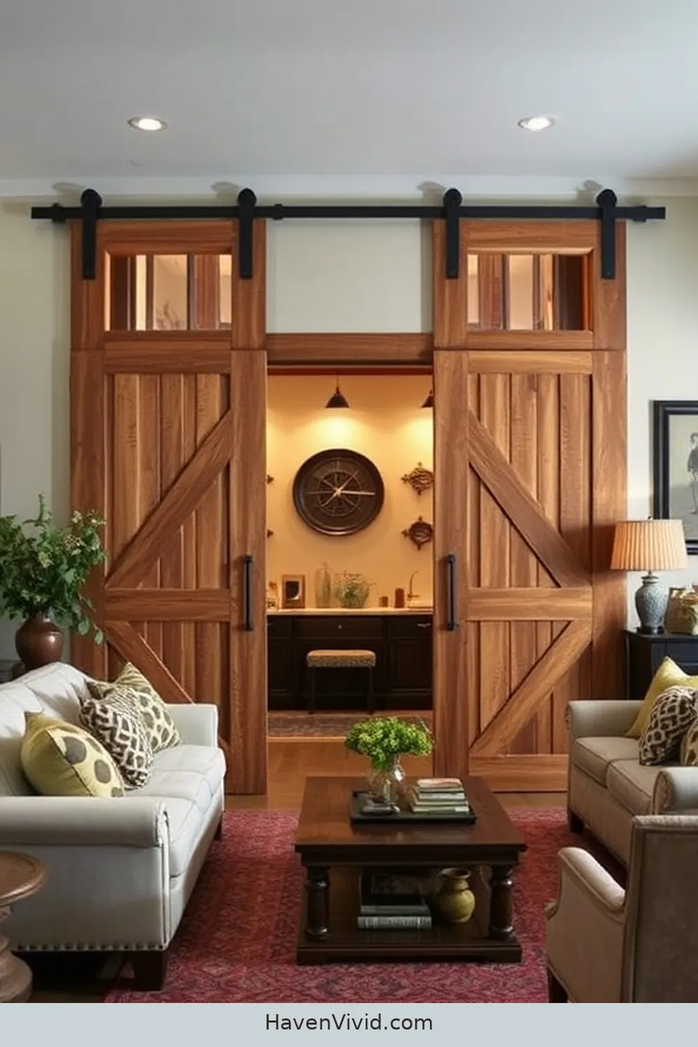 20 Ways to Create a Farmhouse Living Room Using Reclaimed Materials 5 Salvaged Barn Doors for Unique Room Dividers for 20 Ways to Create a Farmhouse Living Room Using Reclaimed Materials