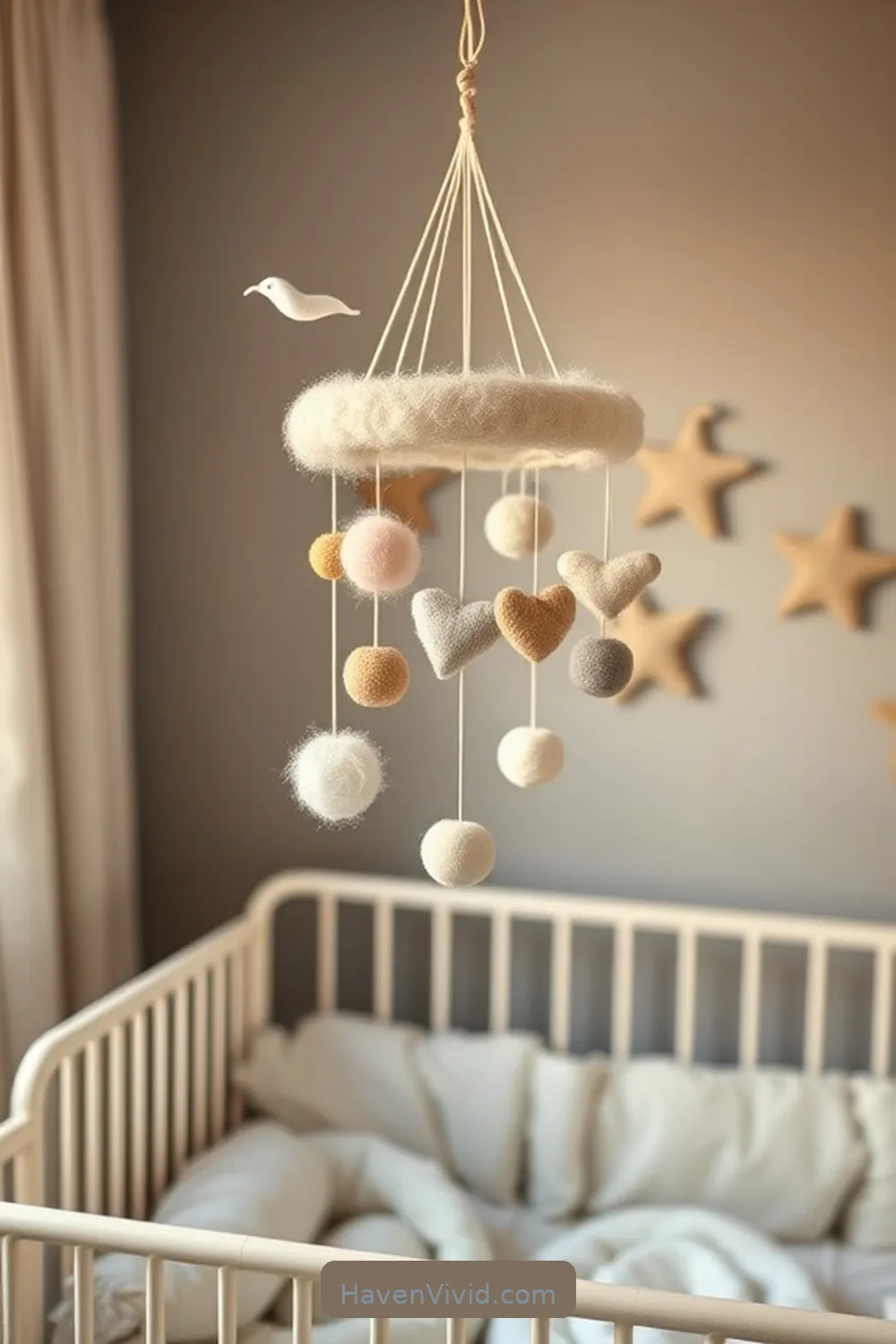 20 Ways to Create a Glamorous Nursery Using Natural Fibers 9 Create a Wool Felt Mobile for 20 Ways to Create a Glamorous Nursery Using Natural Fibers