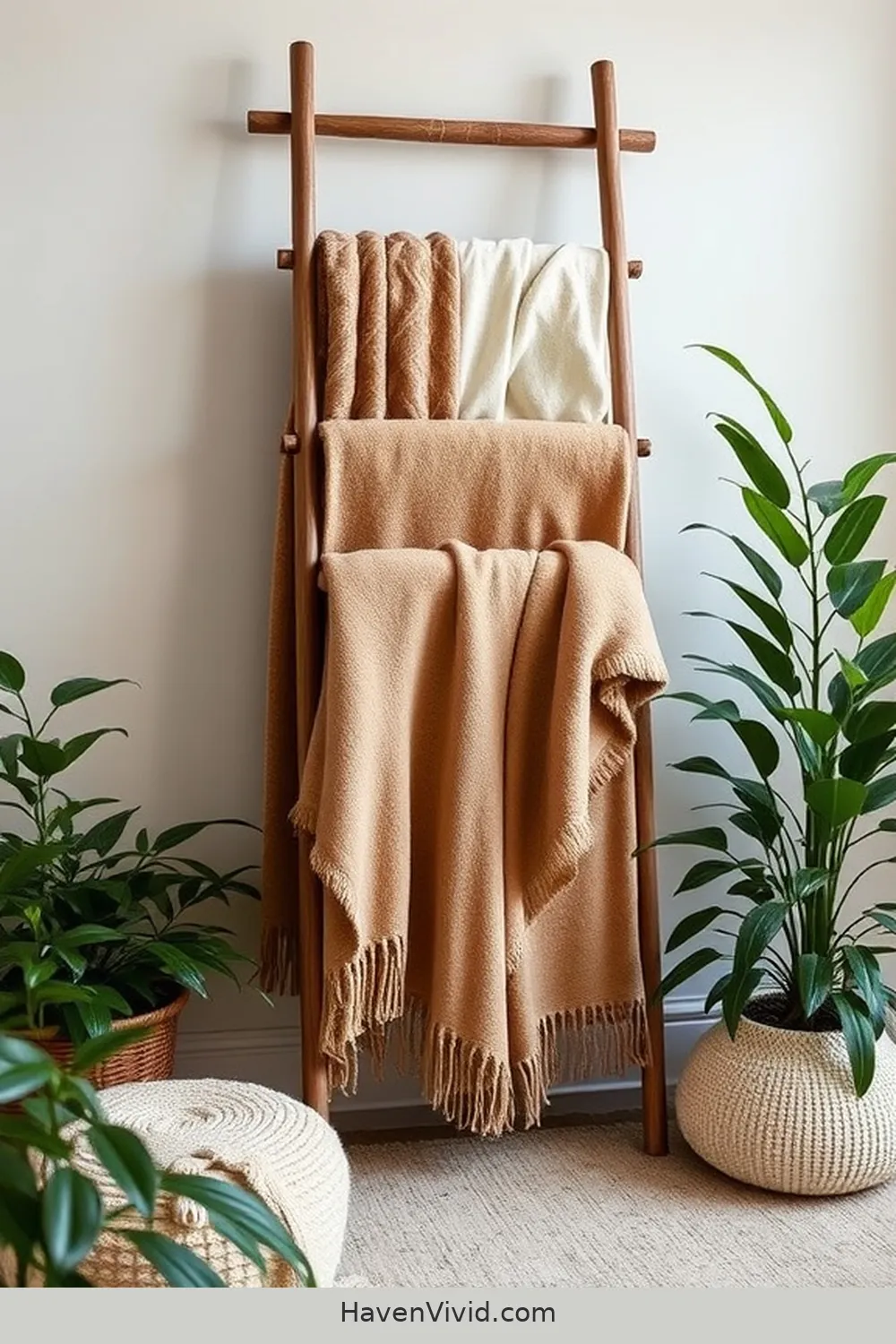 20 Ways to Create a Glamorous Nursery Using Natural Fibers 18 Install a Wool Blanket Ladder for 20 Ways to Create a Glamorous Nursery Using Natural Fibers