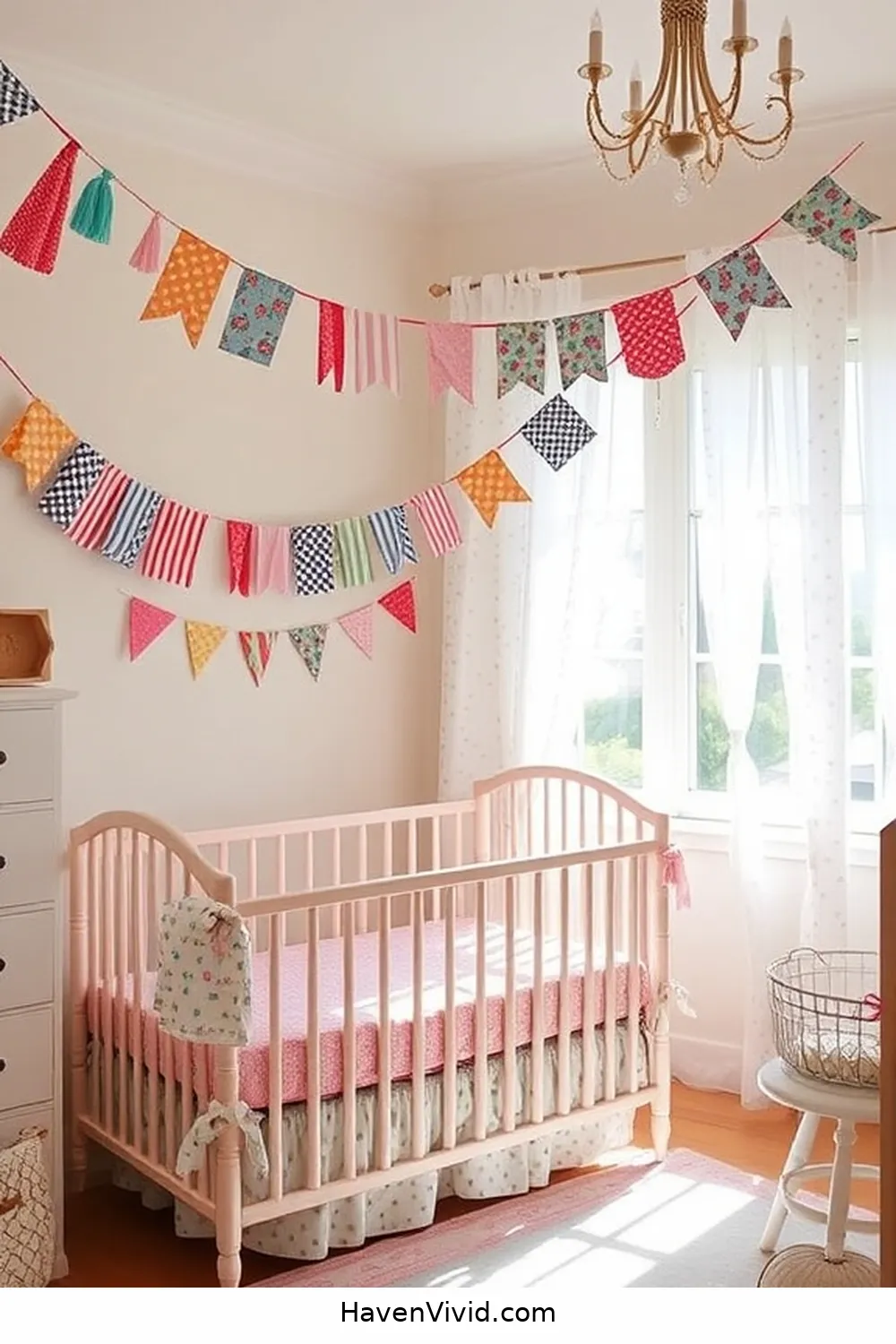 20 Ways to Create a Glamorous Nursery Using Upcycled Fabric 6 Fabric Bunting Banners for 20 Ways to Create a Glamorous Nursery Using Upcycled Fabric