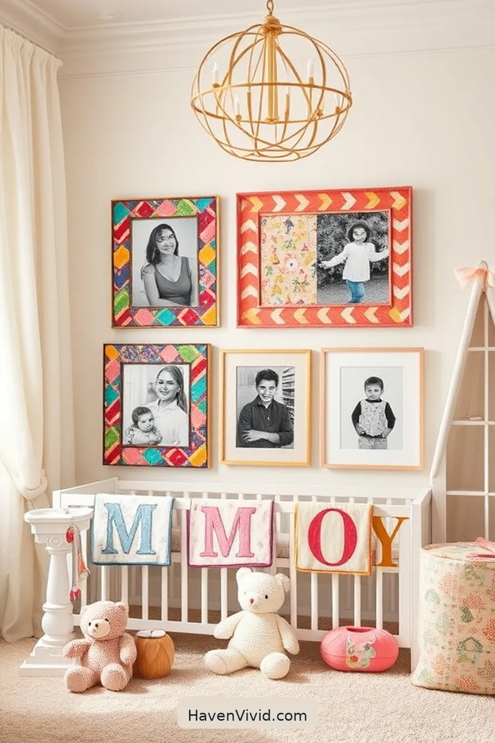 20 Ways to Create a Glamorous Nursery Using Upcycled Fabric 18 Fabric Picture Frames for 20 Ways to Create a Glamorous Nursery Using Upcycled Fabric