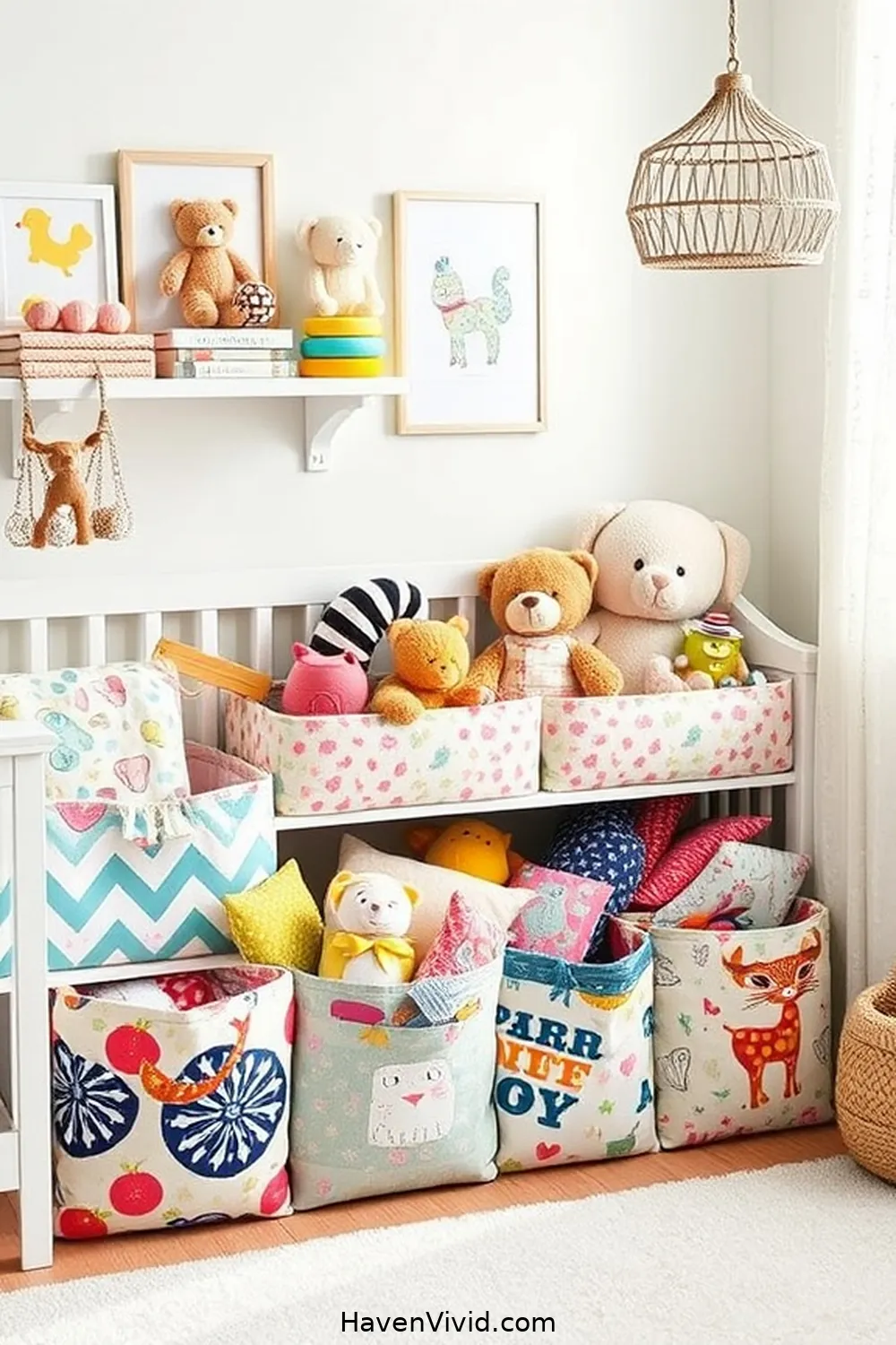 20 Ways to Create a Glamorous Nursery Using Upcycled Fabric 10 Fabric Toy Storage for 20 Ways to Create a Glamorous Nursery Using Upcycled Fabric