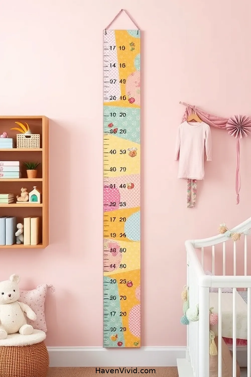 20 Ways to Create a Glamorous Nursery Using Upcycled Fabric 11 Upcycled Fabric Growth Chart for 20 Ways to Create a Glamorous Nursery Using Upcycled Fabric