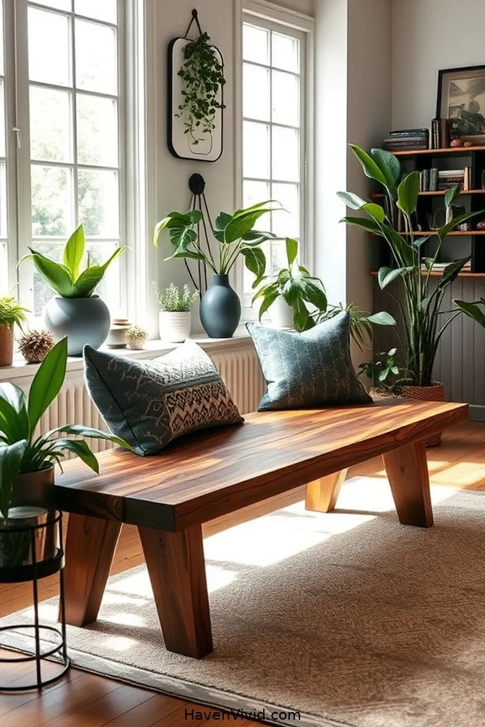 20 Ways to Create an Eco Friendly Living Room Using Recycled Wood 18 Custom Wood Bench for 20 Ways to Create an Eco Friendly Living Room Using Recycled Wood