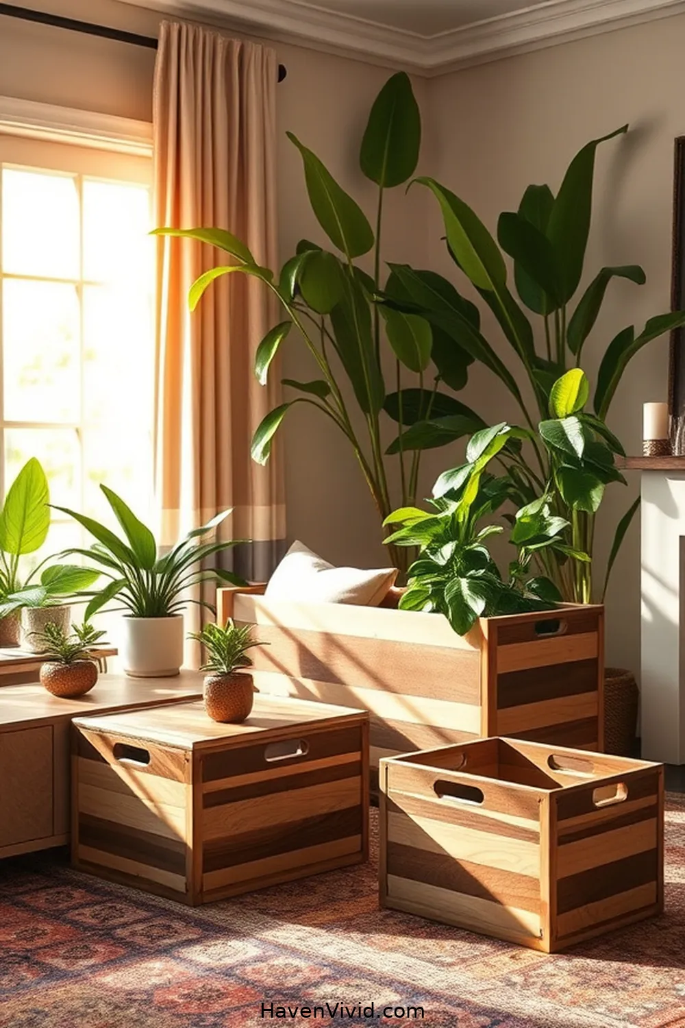 20 Ways to Create an Eco Friendly Living Room Using Recycled Wood 20 Recycled Wood Storage Bins for 20 Ways to Create an Eco Friendly Living Room Using Recycled Wood