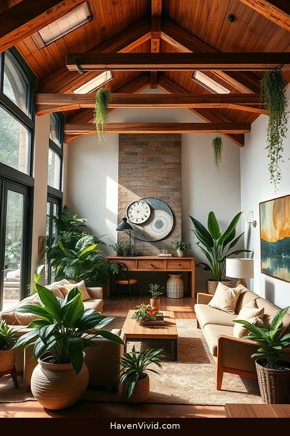 20 Ways to Create an Eco Friendly Living Room Using Recycled Wood 12 Wooden Beam Ceiling Accents for 20 Ways to Create an Eco Friendly Living Room Using Recycled Wood