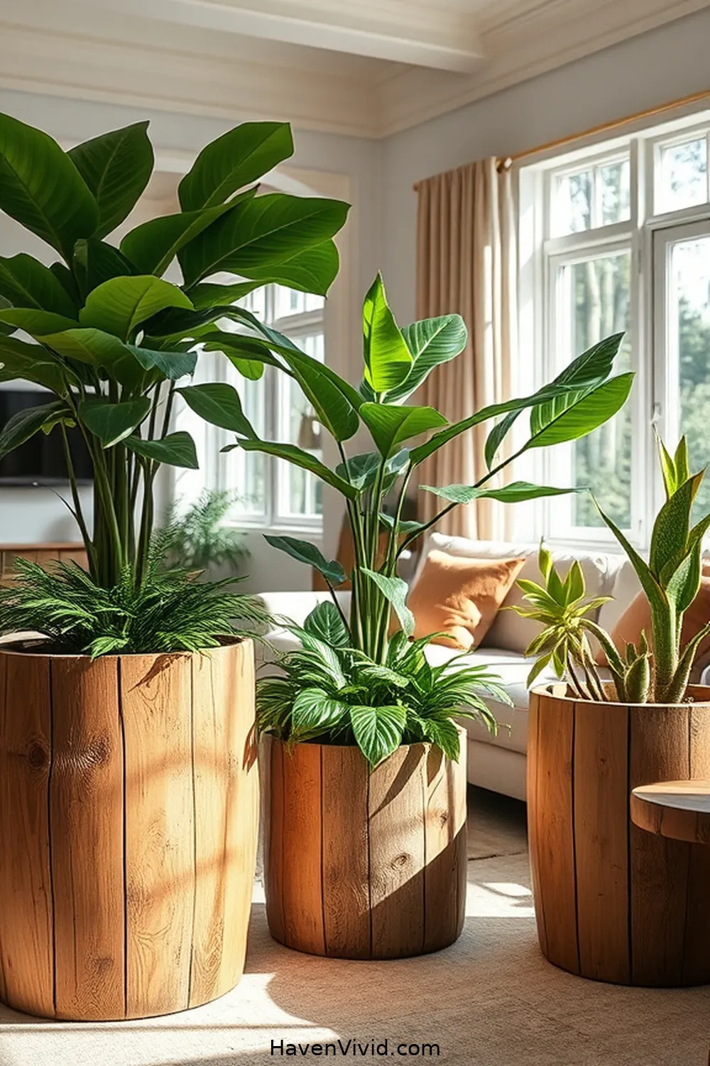 20 Ways to Create an Eco Friendly Living Room Using Recycled Wood 8 Wooden Planters for Indoor Plants for 20 Ways to Create an Eco Friendly Living Room Using Recycled Wood