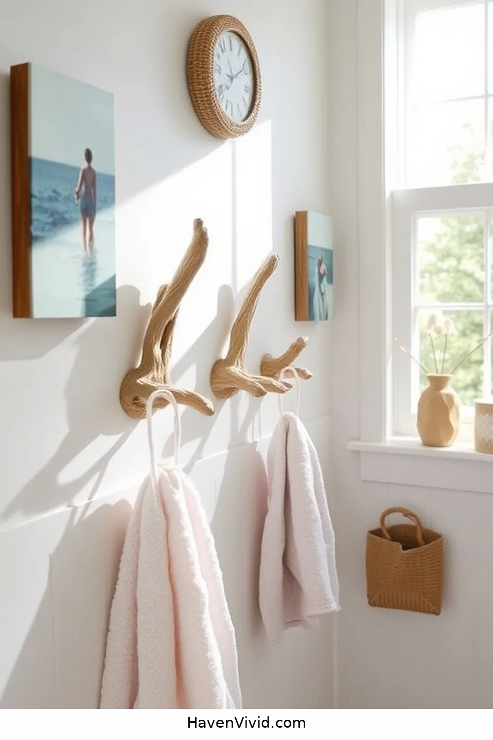 20 Ways to Embrace Coastal Living in Your Bathroom Using Recycled Wood 16 Driftwood Towel Hooks for 20 Ways to Embrace Coastal Living in Your Bathroom Using Recycled Wood