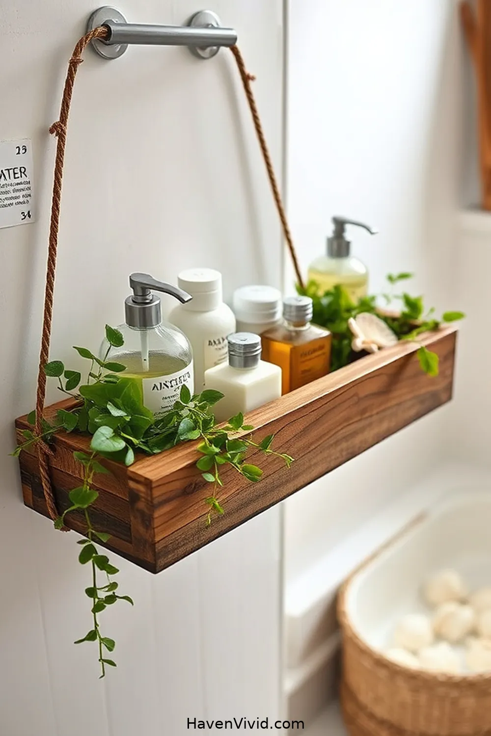 20 Ways to Embrace Coastal Living in Your Bathroom Using Recycled Wood 13 Reclaimed Wood Shower Caddy for 20 Ways to Embrace Coastal Living in Your Bathroom Using Recycled Wood