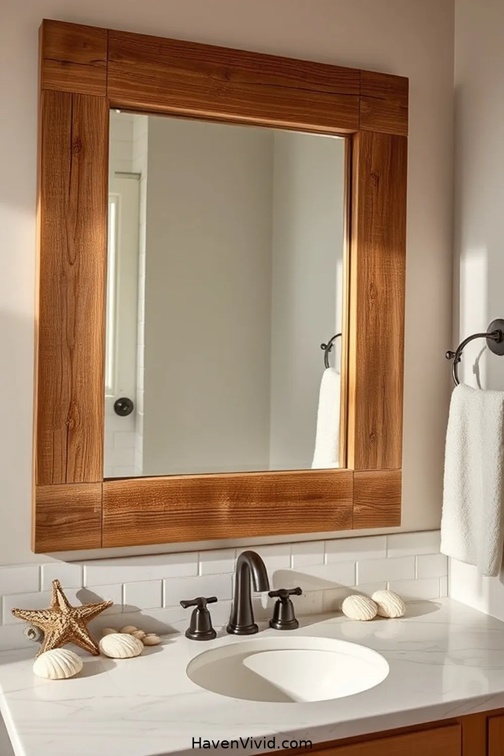 20 Ways to Embrace Coastal Living in Your Bathroom Using Recycled Wood 5 Rustic Wood Framed Mirrors for 20 Ways to Embrace Coastal Living in Your Bathroom Using Recycled Wood