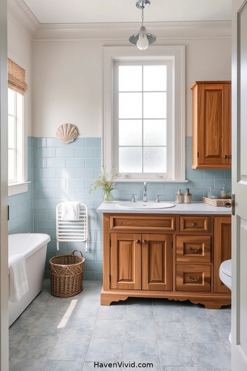 20 Ways to Embrace Coastal Living in Your Bathroom Using Recycled Wood 7 Vintage Wood Cabinets for 20 Ways to Embrace Coastal Living in Your Bathroom Using Recycled Wood