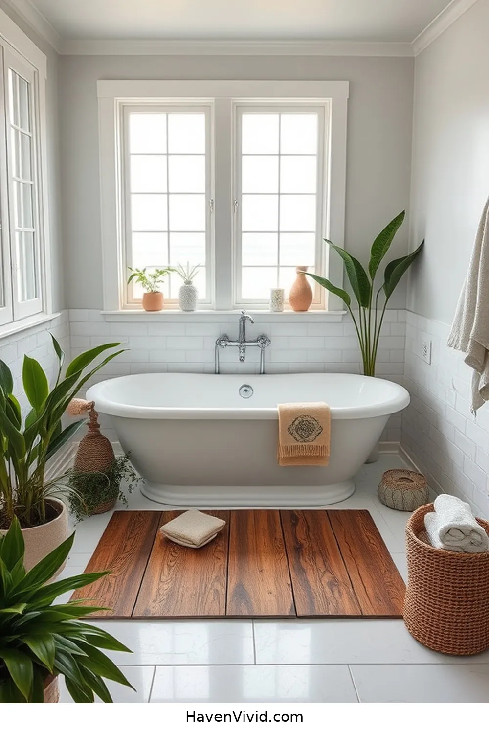 20 Ways to Embrace Coastal Living in Your Bathroom Using Recycled Wood 11 Wooden Bath Mats for 20 Ways to Embrace Coastal Living in Your Bathroom Using Recycled Wood