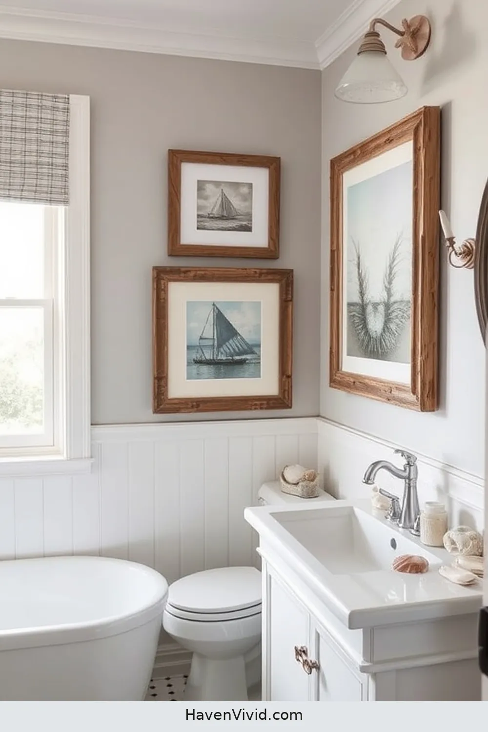 20 Ways to Embrace Coastal Living in Your Bathroom Using Recycled Wood 14 Wooden Picture Frames for 20 Ways to Embrace Coastal Living in Your Bathroom Using Recycled Wood