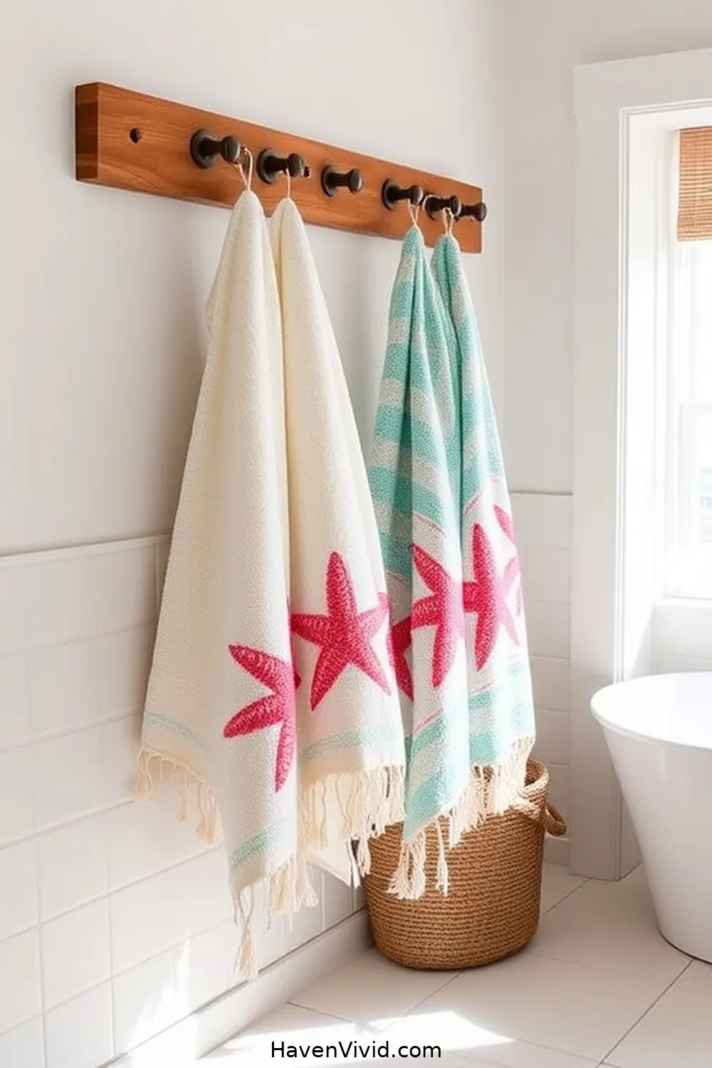 20 Ways to Embrace Coastal Living in Your Bathroom Using Recycled Wood 8 Wooden Towel Racks for 20 Ways to Embrace Coastal Living in Your Bathroom Using Recycled Wood