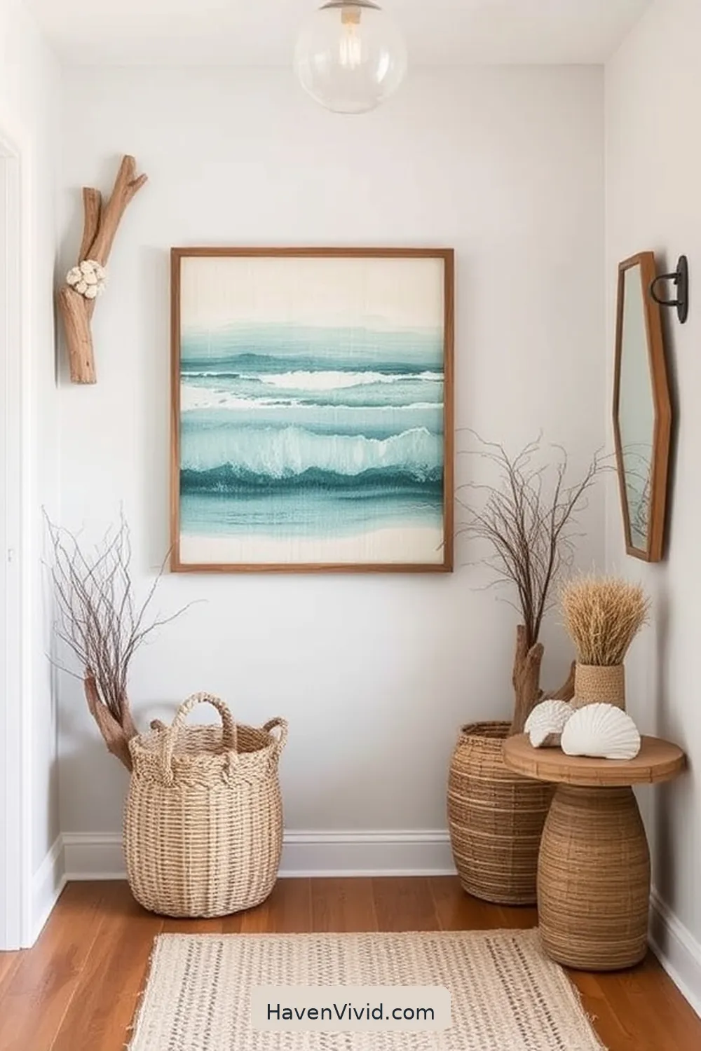 20 Ways to Embrace Coastal Living in Your Entryway Using Organic Cotton 3 Hang Organic Cotton Wall Art Inspired by the Sea for 20 Ways to Embrace Coastal Living in Your Entryway Using Organic Cotton
