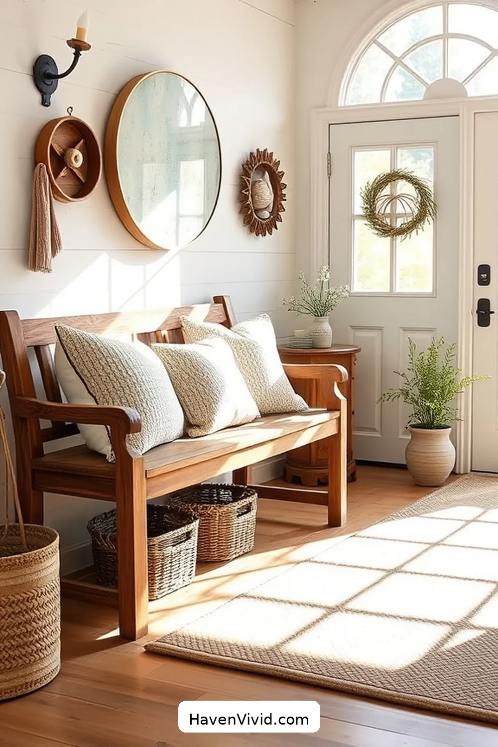 20 Ways to Embrace Coastal Living in Your Entryway Using Organic Cotton 4 Use Organic Cotton Throw Pillows on a Bench for 20 Ways to Embrace Coastal Living in Your Entryway Using Organic Cotton